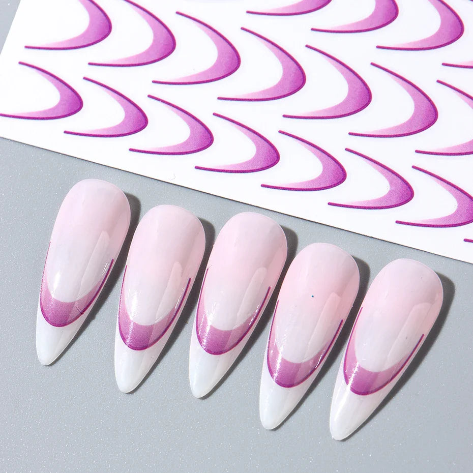 6pcs French Manicure Sticker Gradient Stripe Lines Sliders For Nails